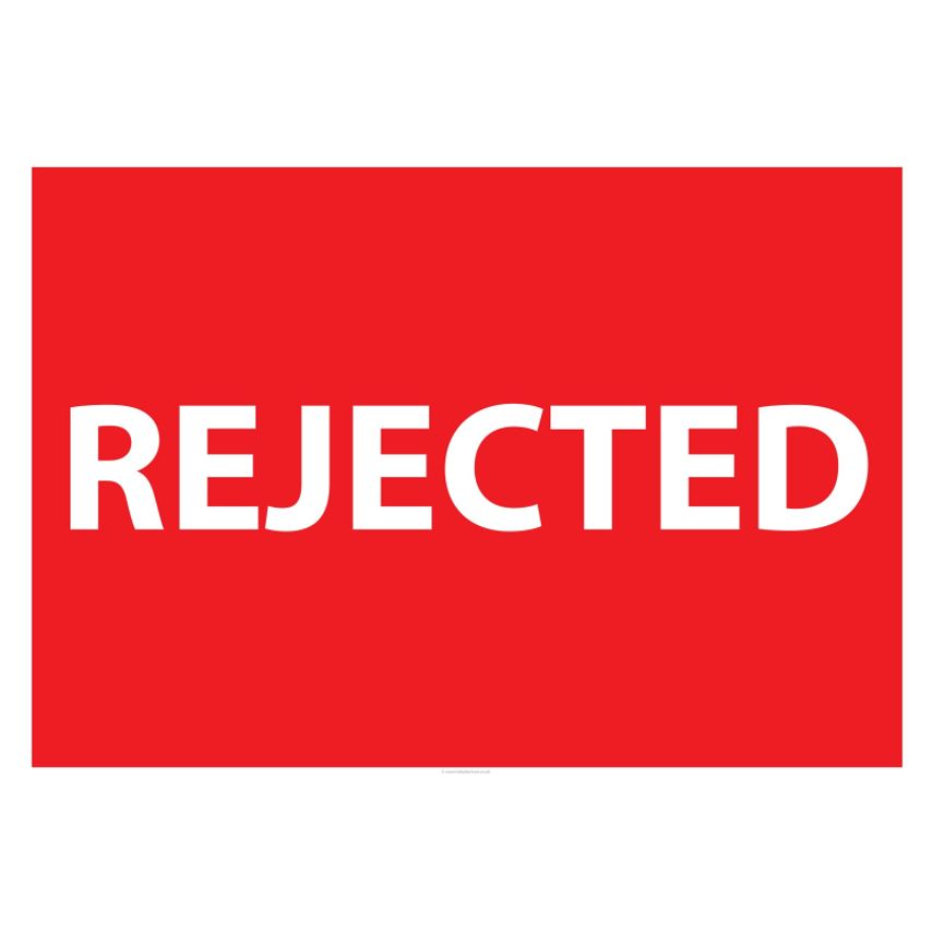 Fabufacture Quality Control Sign - Rejected Wall Sign - (Size A1 - 594 x 841 mm)