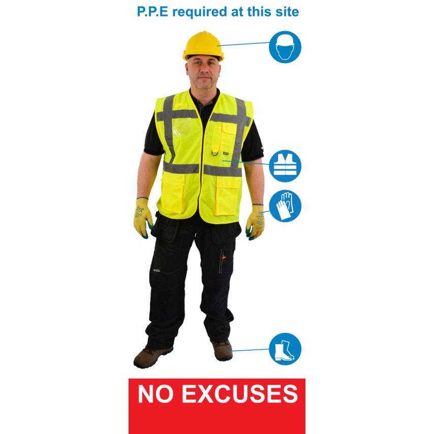 Fabufacture Life Size PPE Sign - HI Vis Vest Boots + Head + Gloves - Pop Up Bann