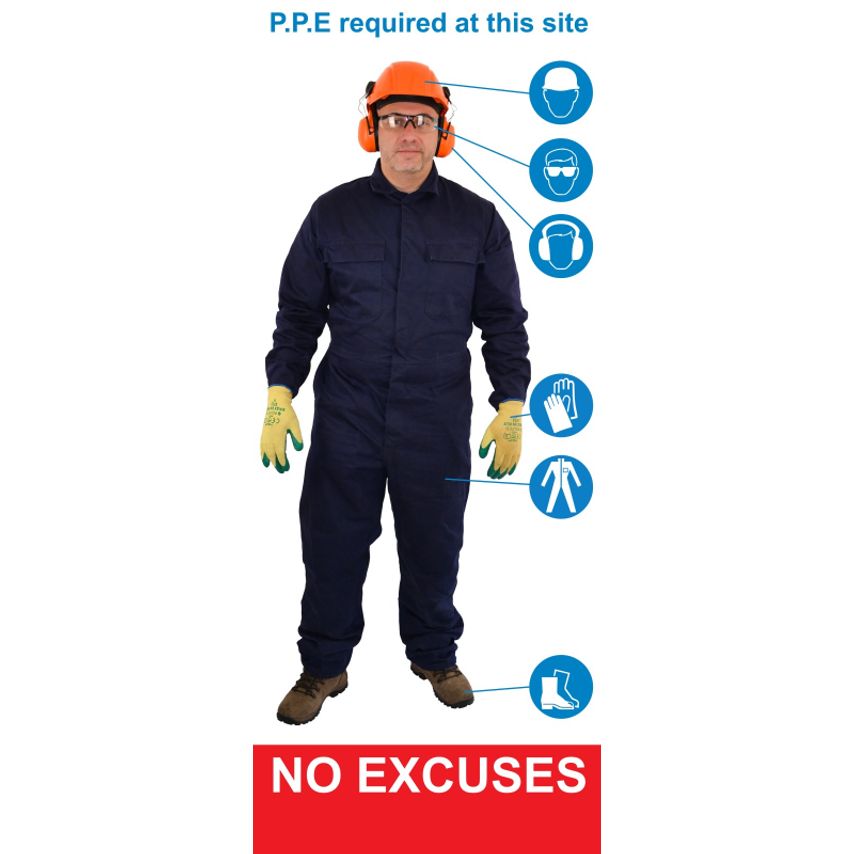 Fabufacture Life Size PPE Sign - Normal Overalls Boots + Glasses + Ear + Gloves