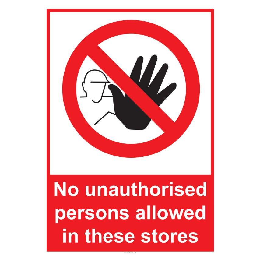 Fabufacture EXTRA LARGE Prohibitive Sign (Size A1 - 594 x 841 mm) - 'No unauthor