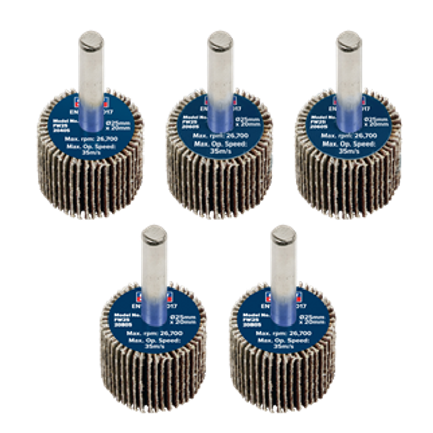 Flap Wheel 6mm Shaft Assorted Grit - Pack of 5