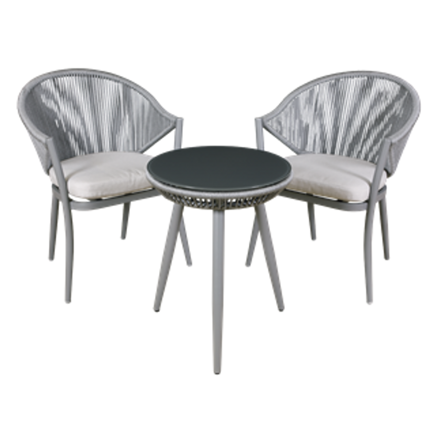Dellonda Echo 3 Piece Aluminium Balcony Set With Tempered Glass Top - DG58 - DG5