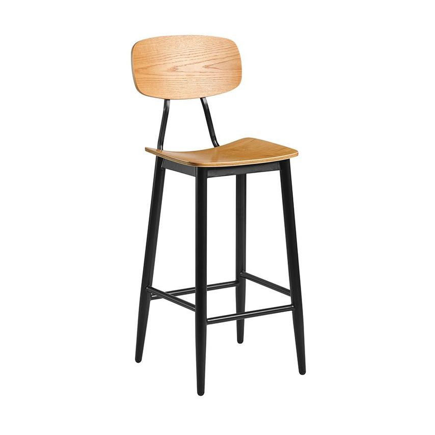 ZAP Trading Juna Bar Stool - Seat & Back Ply Oak & Frame Black Steel