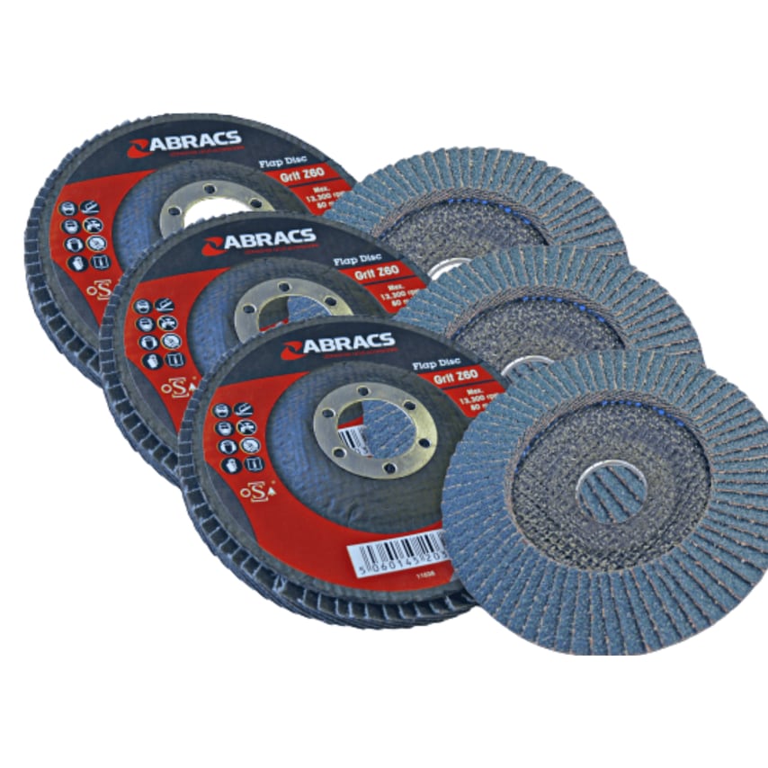 Abracs Flap Disc 100MM x 60 Grit ABFD10060Z (Box of 25)