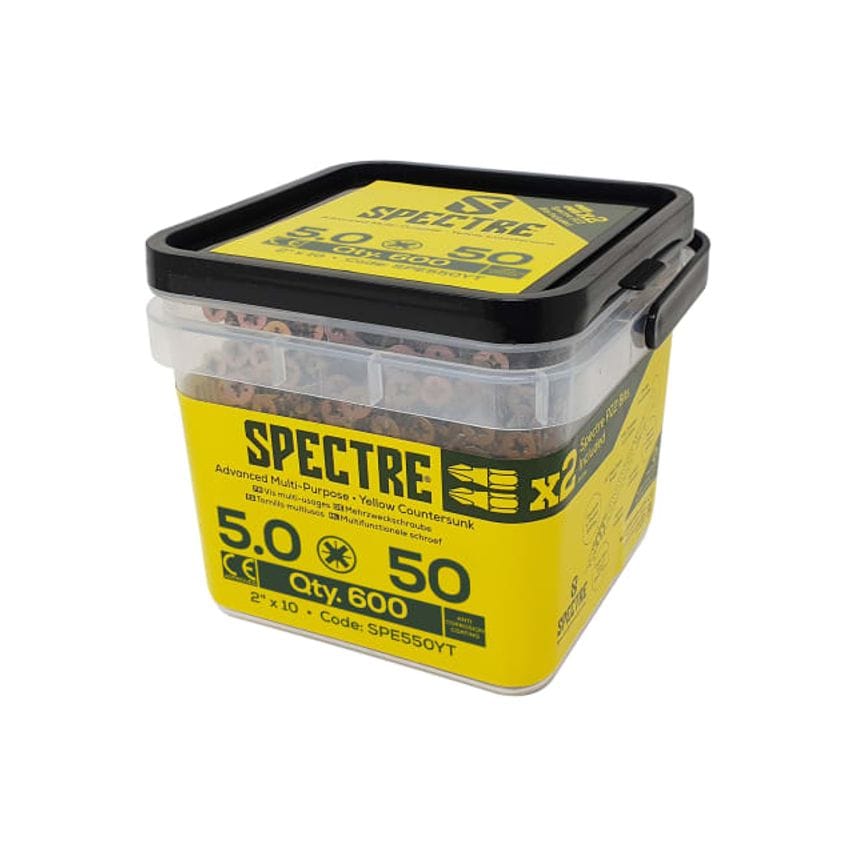 Forgefix Spectre Pozi Compatible Wood Screw Csk ZYP 5.0 x 50mm Tub 600