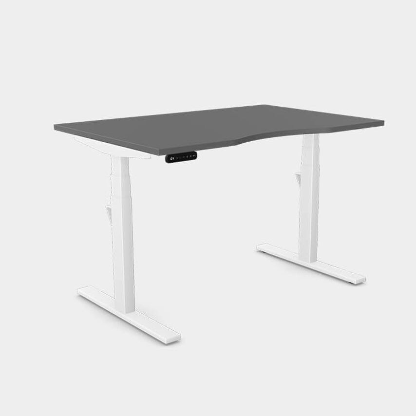 Edit Leap Adjustable Electrical Single Desk Top with Scallop, 1200 X 800mm - Gra