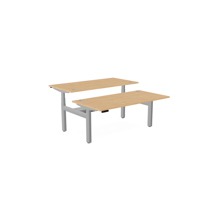 Edit Leap Adjustable Bench Desk Top with Alu Portals, 1600 X 800mm - Beech/Silve