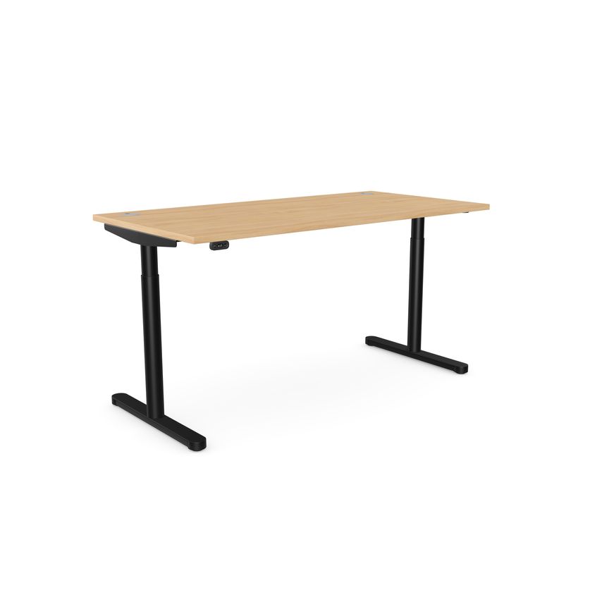 Edit RoundE Height Adjust Desk - Top with Alu Portals, 1600 X 800mm - Beech/Blac