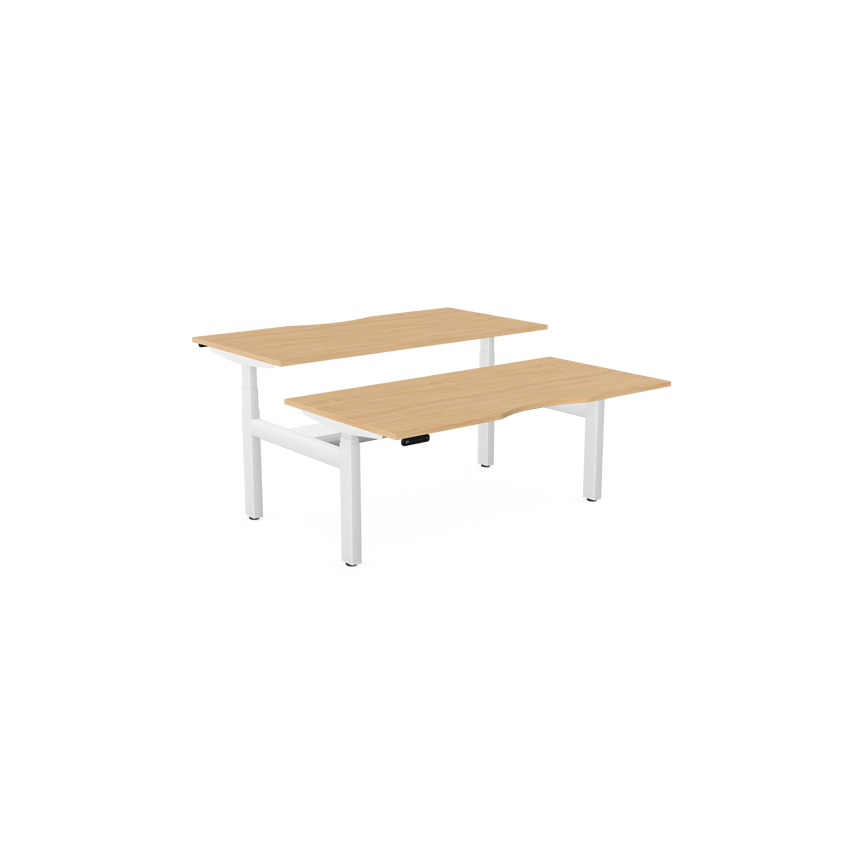 Edit Leap Adjustable Bench Desk Top with Scallop, 1600 X 800mm - Beech/White Fra