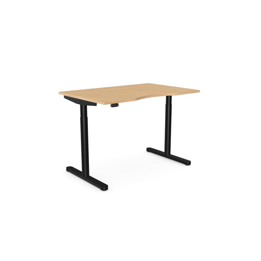 Edit RoundE Height Adjust Desk - Double Purpose Scallop, 1400 X 800mm - Beech/Bl
