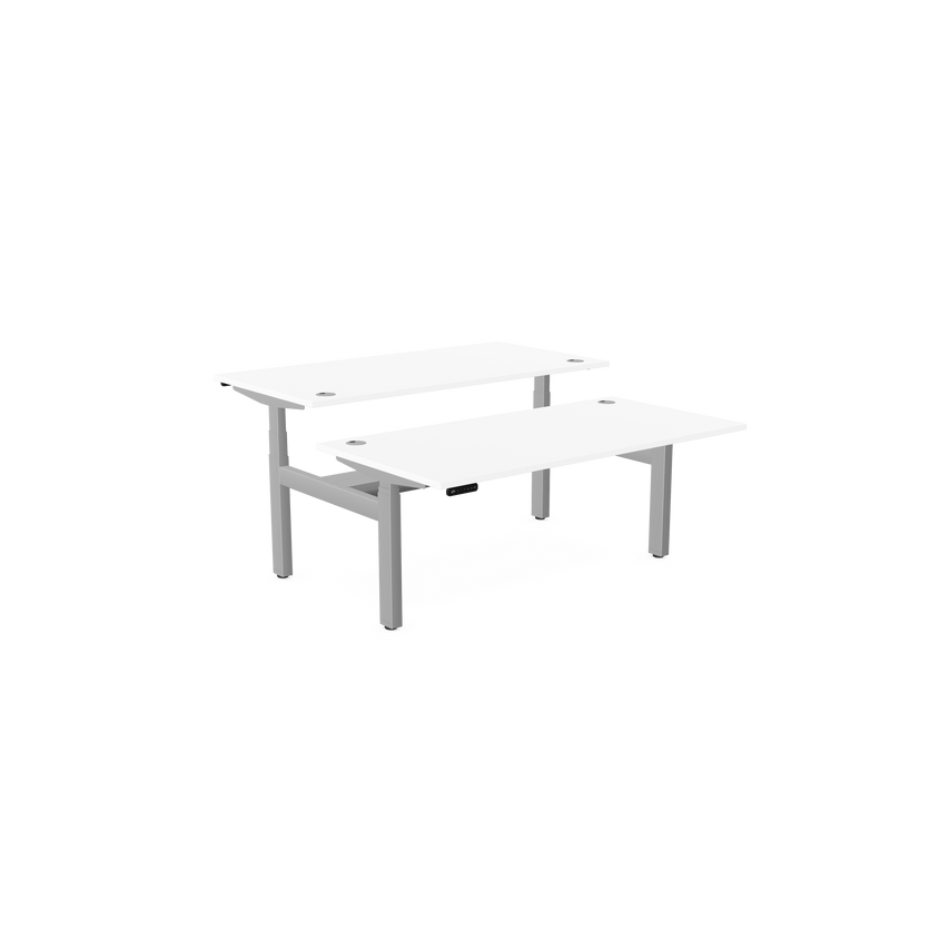 Edit Leap Adjustable Bench Desk Top with Alu Portals, 1600 X 800mm - White/Silve