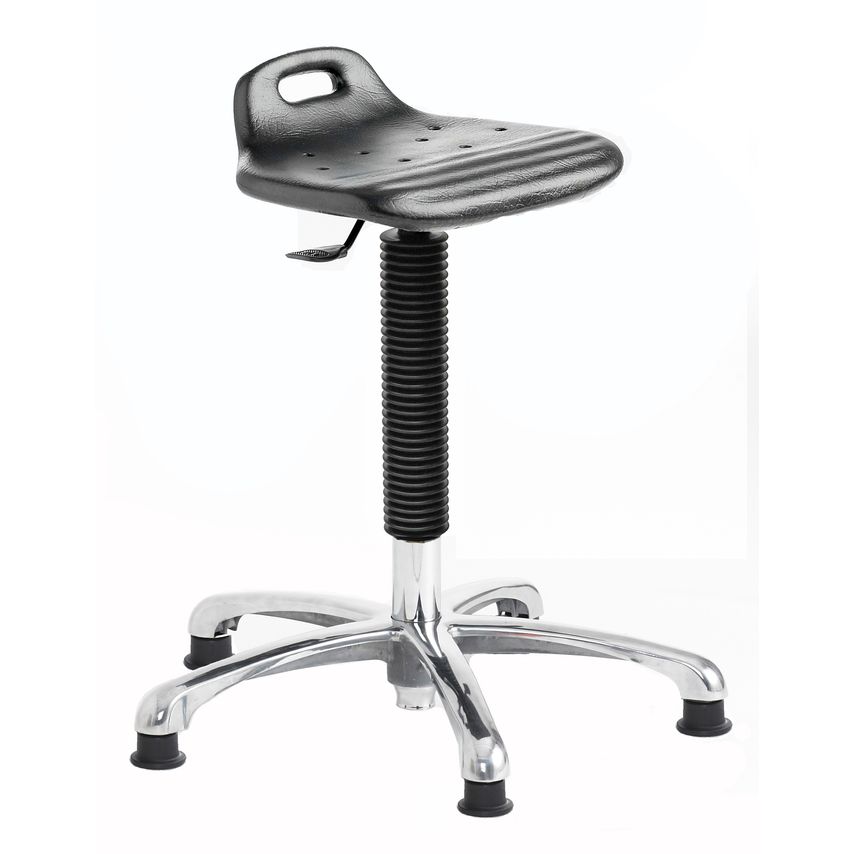 Rhodes + Scholes Chrome Posture Stool, Castors, No Footring, Adjustable Seat Ang