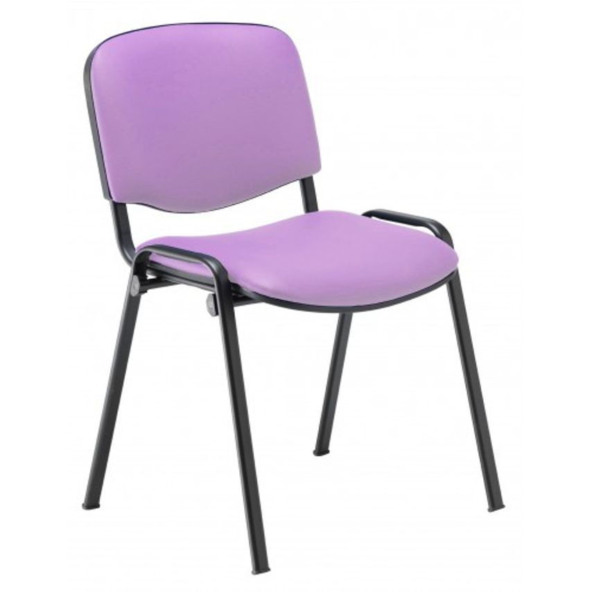 Rhodes + Scholes Waiting Room Chair, No Arms, Anti-Bacterial Vinyl - Grape, Chro