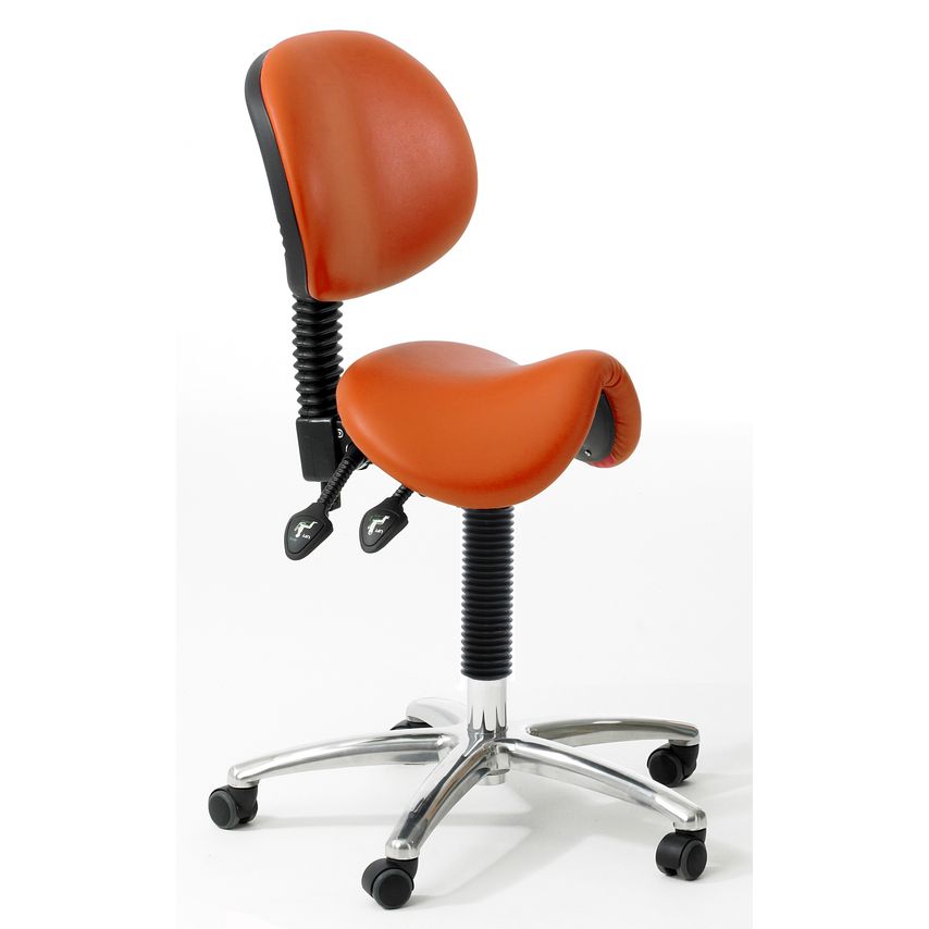 Rhodes + Scholes Saddle Seat With Backrest With Feet, No Footring, Rouge, Handle