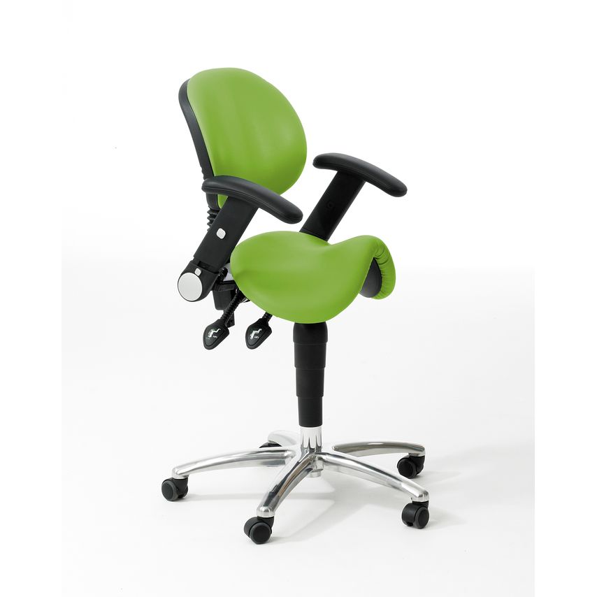Rhodes + Scholes Saddle Seat With Backrest With Locking Castors, Adjustable Foot