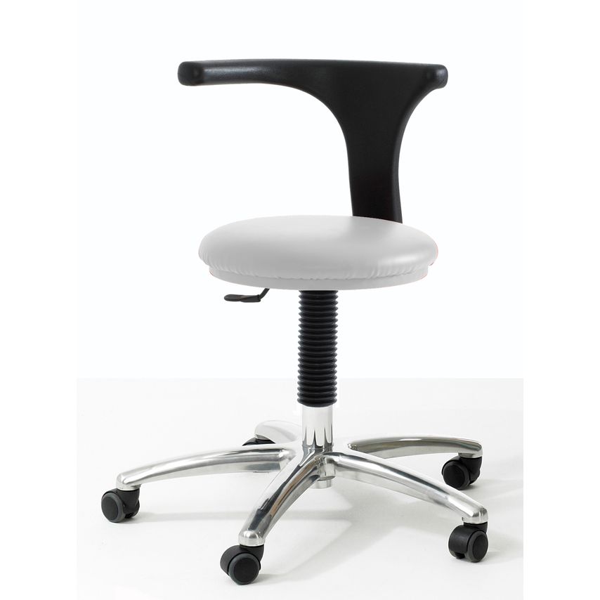 Rhodes + Scholes Dental Stool With Fixed Arm With Castors, Adjustable Foot Ring,