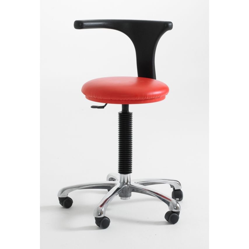 Rhodes + Scholes Dental Stool With Fixed Arm With Castors, No Footring, Rouge, H