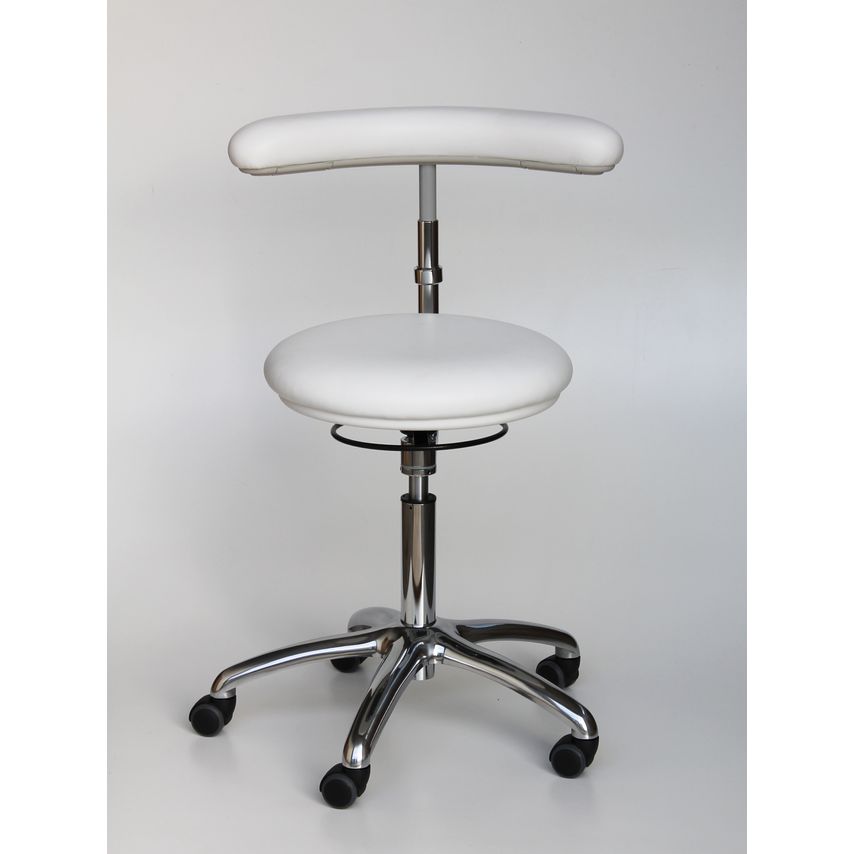 Rhodes + Scholes Dental Stool With Rotating Arm With Feet, No Footring, Rainfore