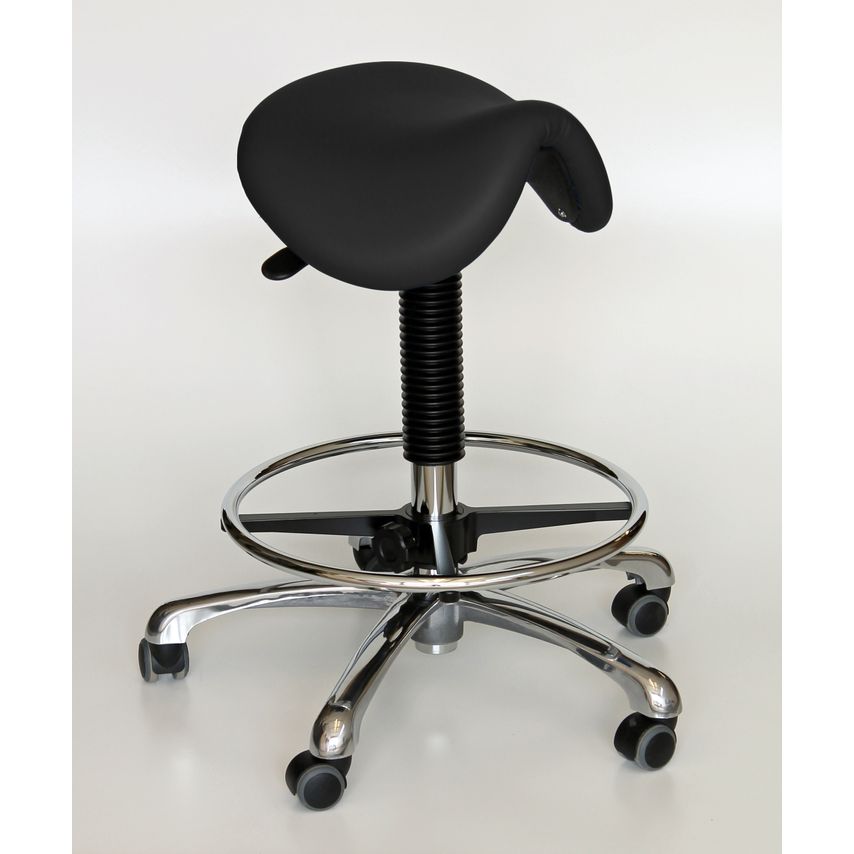 Rhodes + Scholes Fully Adjustable Saddle Seat High, Locking Castors, Anthracite