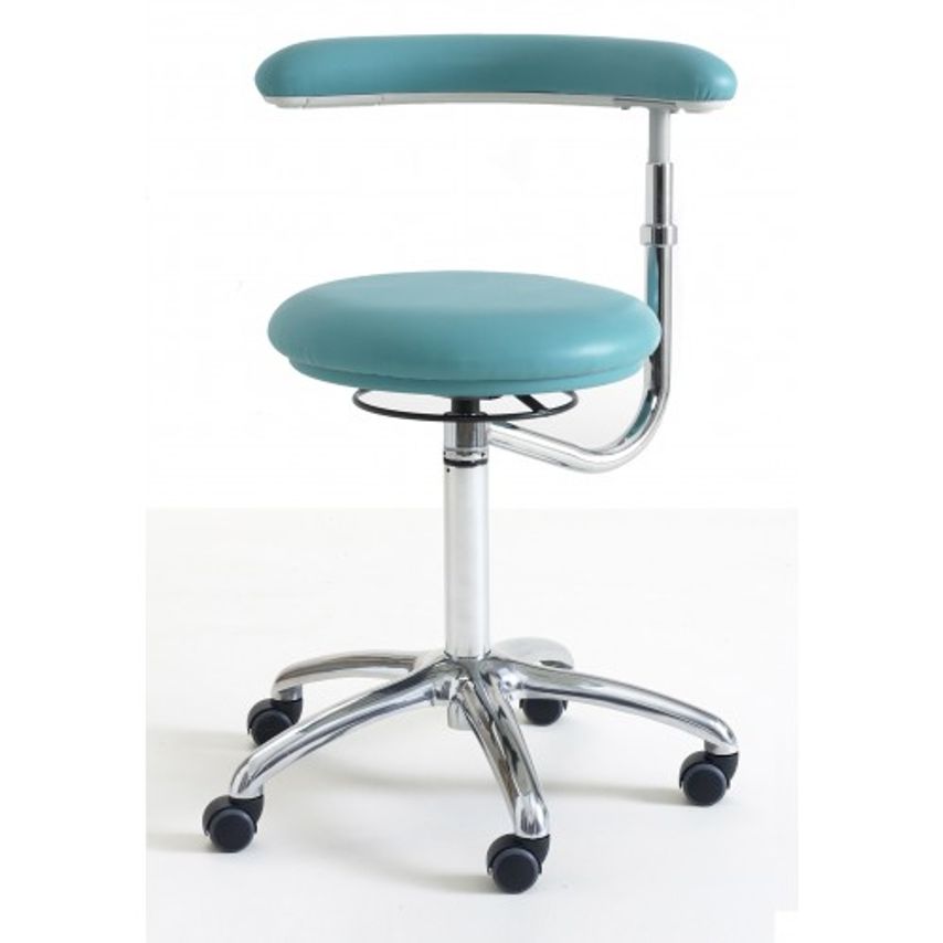 Rhodes + Scholes Stool With Rotating Arm With Castors, Adjustable Foot Ring, Rai