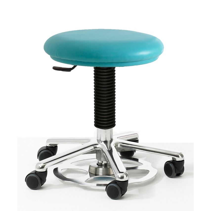 Rhodes + Scholes Upholstered Chrome Stool, Locking Castors, Anti-Bacterial Vinyl