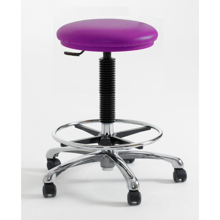 Rhodes + Scholes High Upholstered Chrome Stool, Feet, Anti-Bacterial Vinyl - Gra