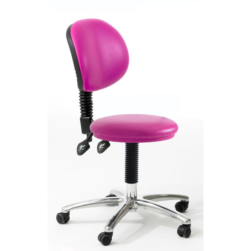 Rhodes + Scholes Round Stool With Back Rest With Castors, No Footring, Candy, Fo