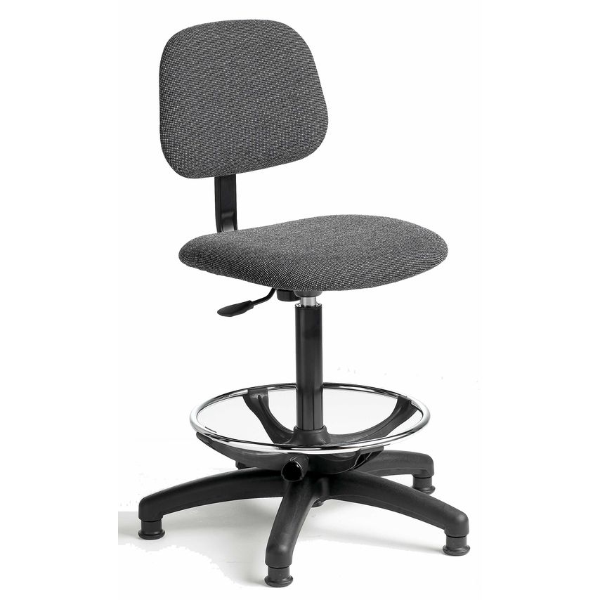 Rhodes + Scholes Industrial Upholstered Chair High, Castors, Fixed Arms, Vinyl -