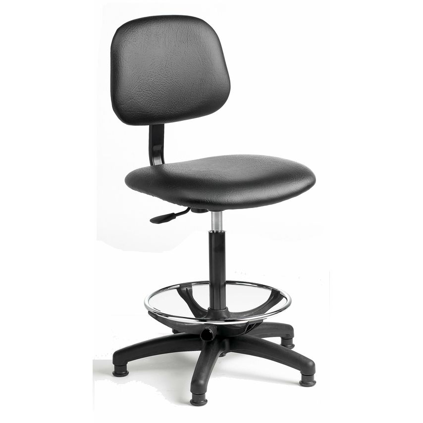 Rhodes + Scholes Industrial Upholstered Chair High, Castors, Fixed Arms, Vinyl -