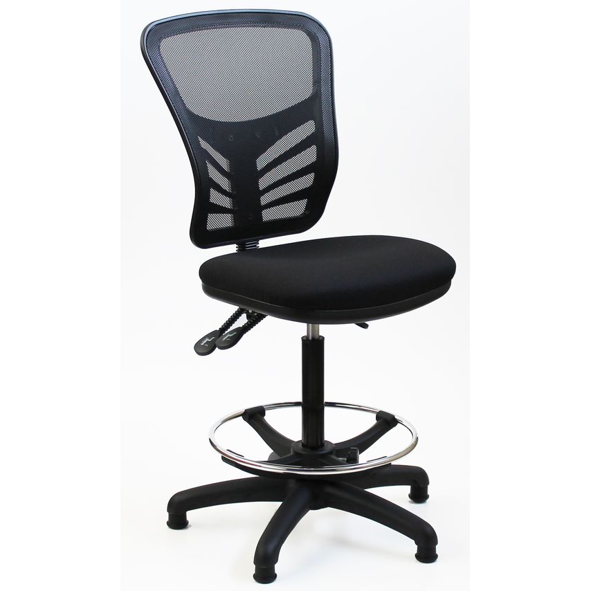 Rhodes + Scholes Mesh Office Chair High With Castors, Fixed Arms, Fabric - Brown