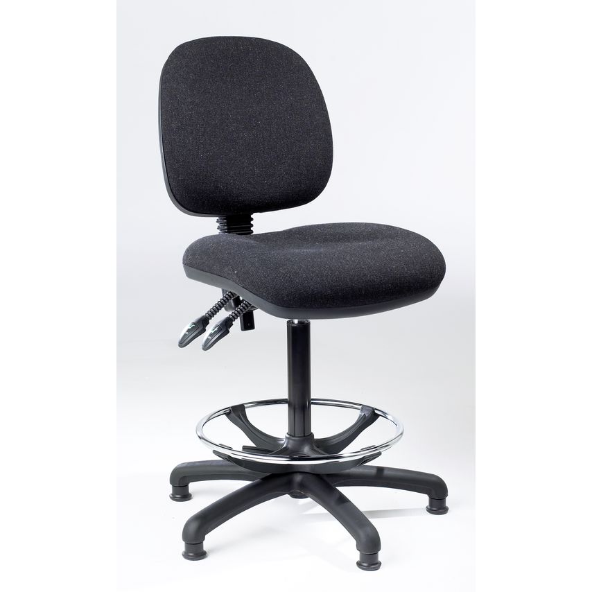 Rhodes + Scholes Chrome Ergonomic Draughtsman Chair With Castors - Fixed Arms, A