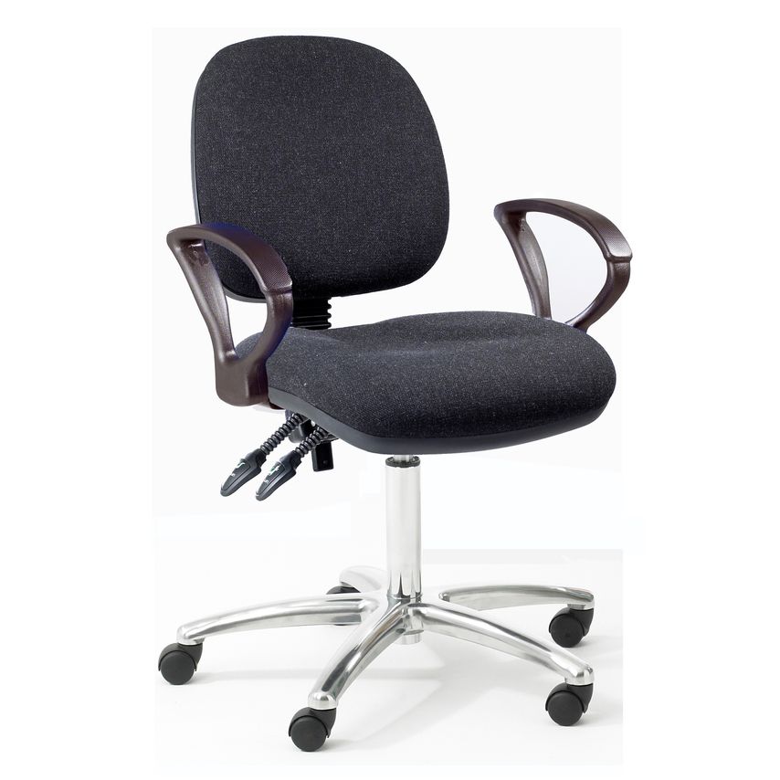 Rhodes + Scholes Chrome Ergonomic Office Chair With Castors - Adjustable Arms, S