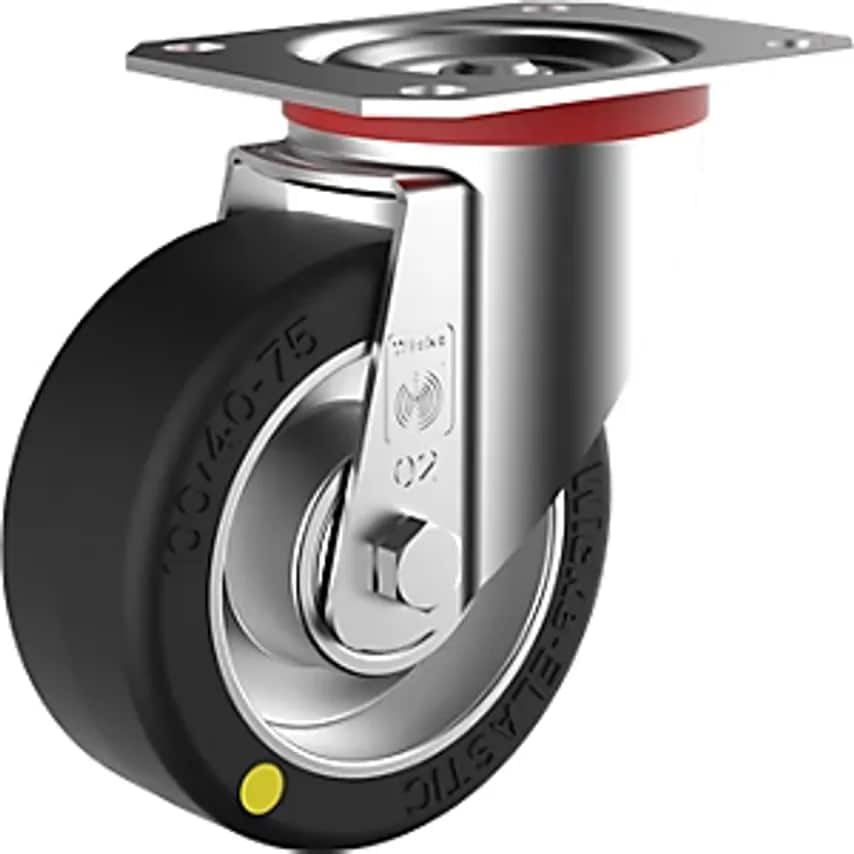 WICKE ESD Elastic Rubber Tyre, Wheel X Width 100 X 40 mm, Max. Load 200 kg, Swiv
