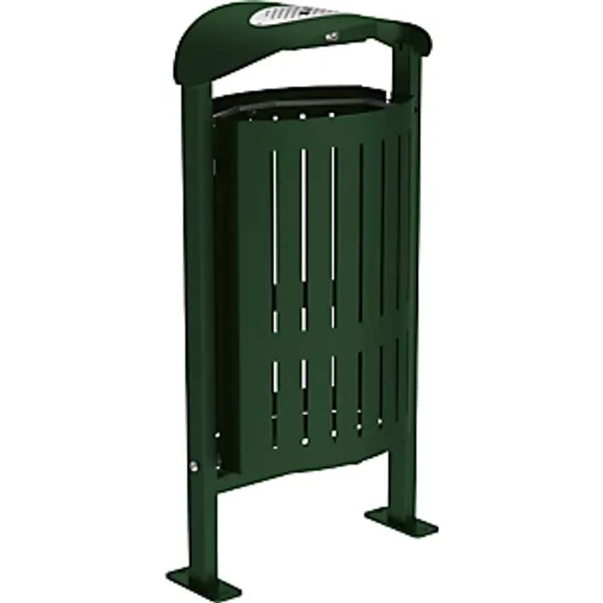 PROCITY Silaos Waste Basket with Ashtray, Steel/Sheet Metal, Base Plate, Green
