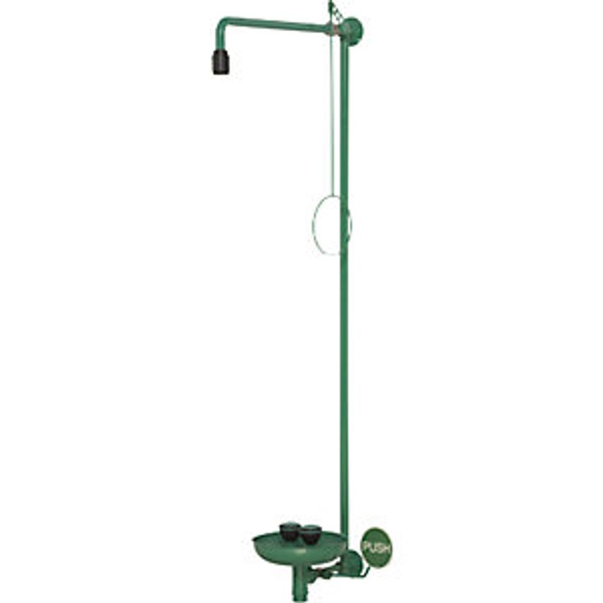 Classicline Emergency Shower Combination, Collection Basin, Safety Eye Shower