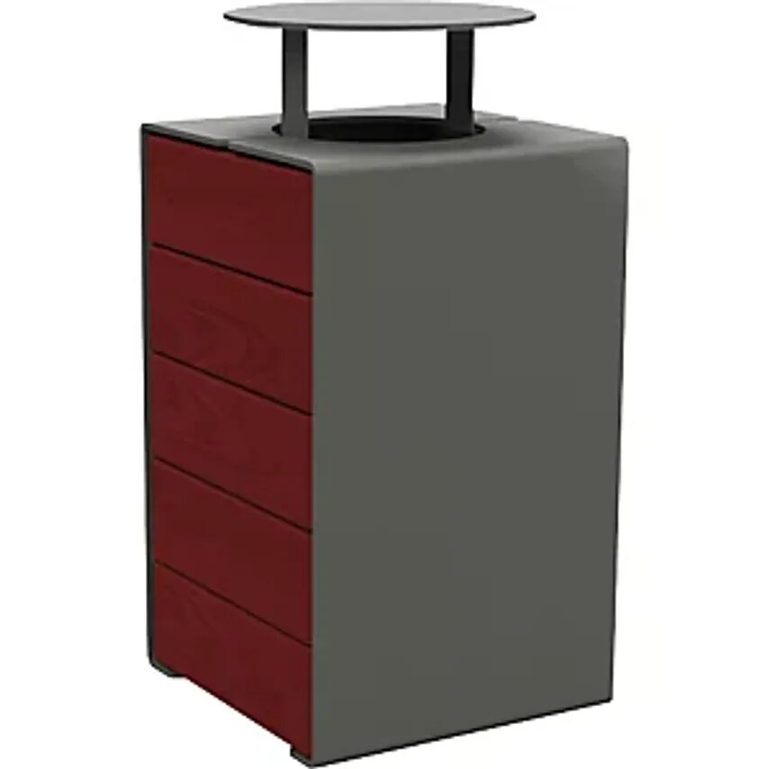 PROCITY Kube Waste Basket with Lid, Capacity 120 L, Grey/Mahogany