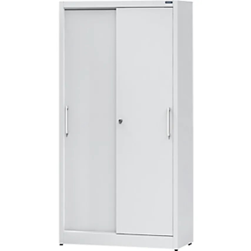 EUROKRAFTpro Sliding Door Cupboard, Steel Body, HxWxD 1950 X 1000 X 500 mm, Grey