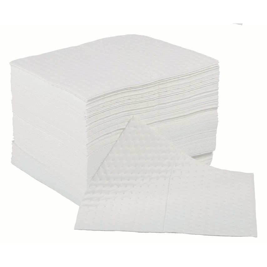 Single Weight Oil & Fuel Absorbent Pads - Poly Pack of 200