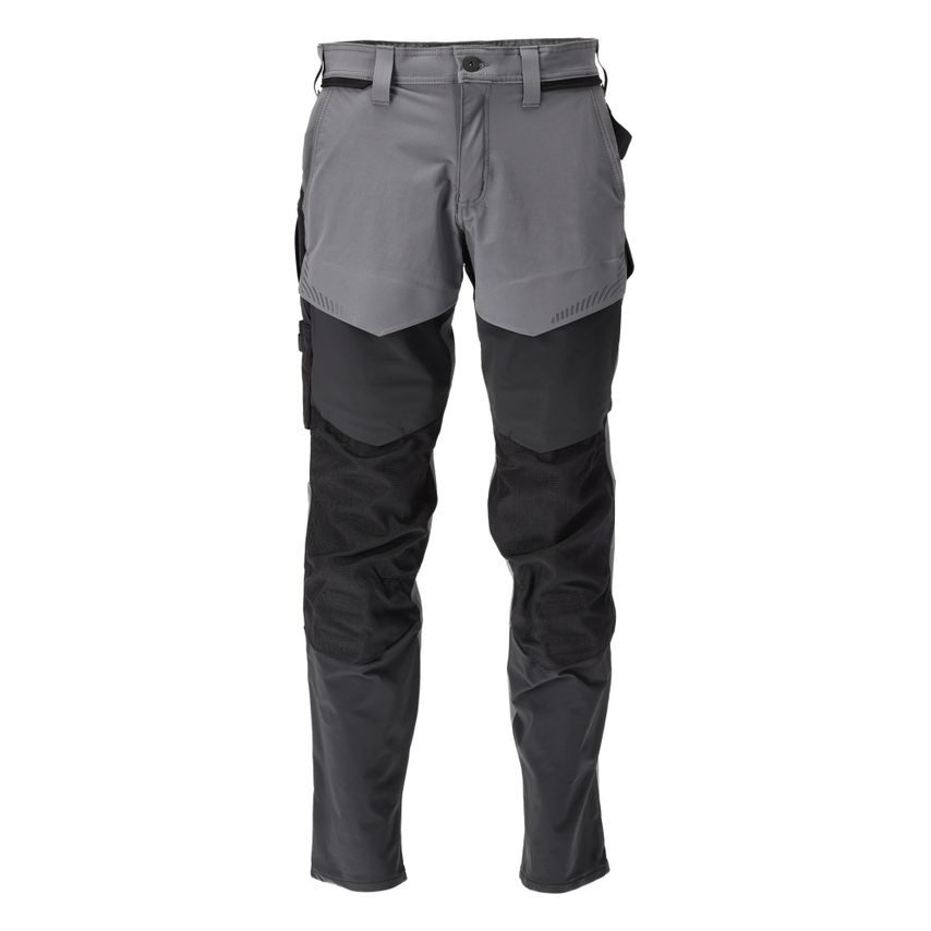 Mascot Customized Trousers with Kneepad Pockets, Stone Grey/Black, L32W40.5