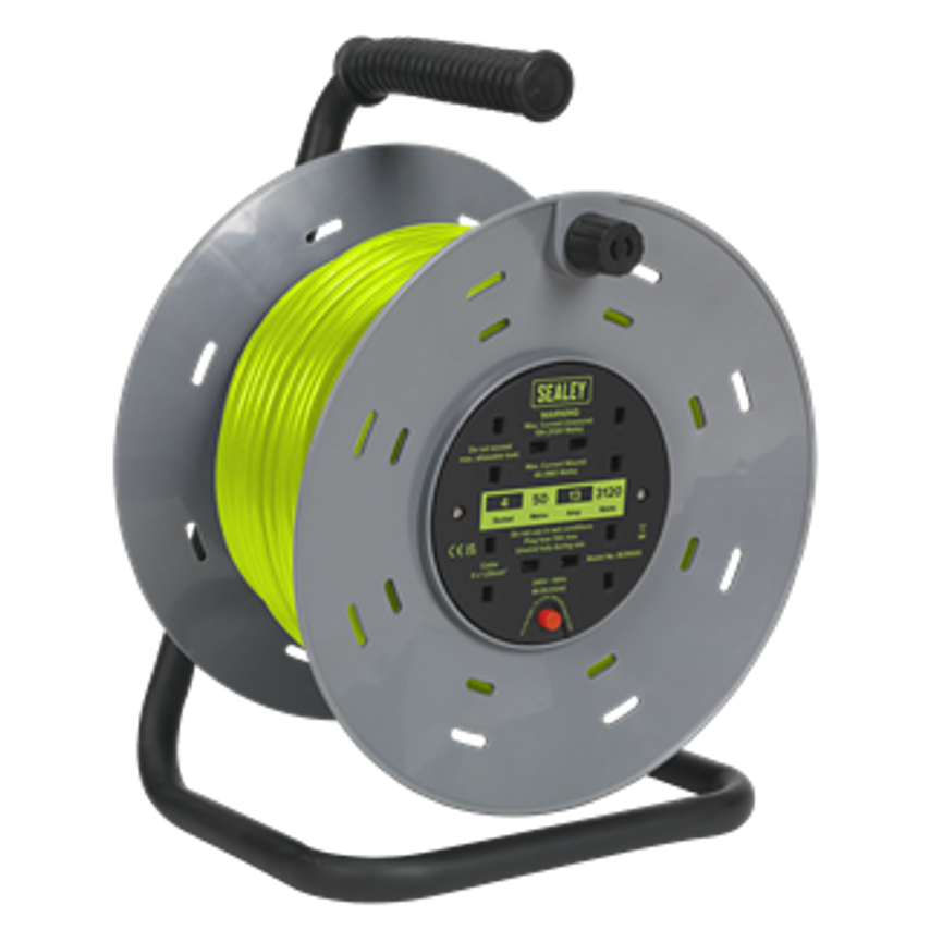 Cable Reels with Thermal Trip and 4 X 230V Sockets - Green