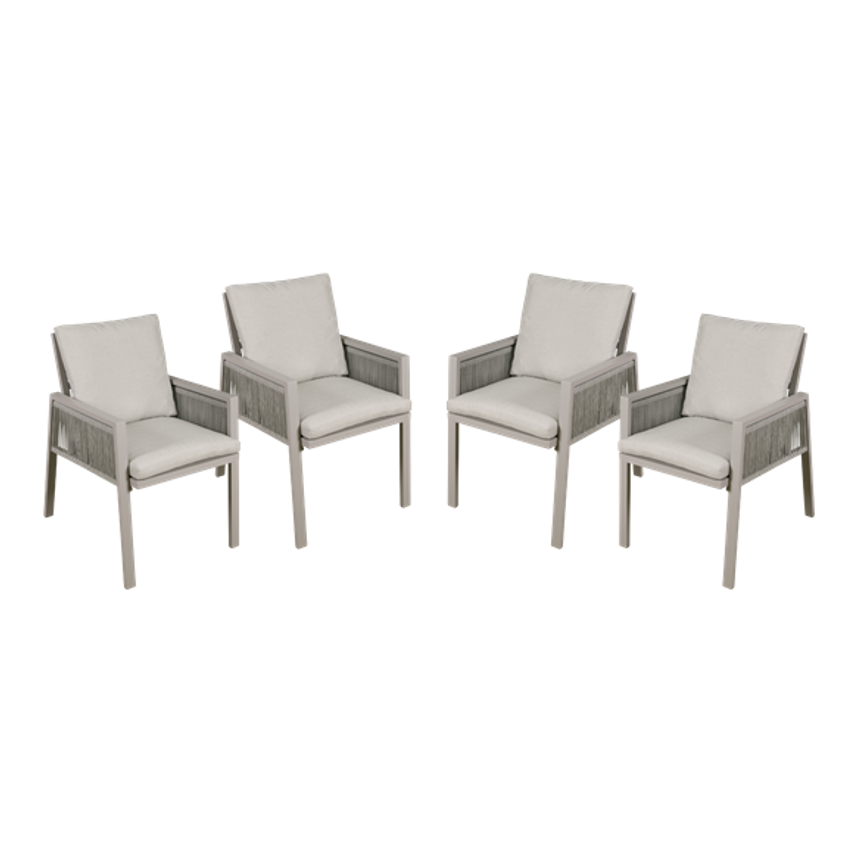 Dellonda Set of 4 Fusion Garden/Patio Aluminium Dining Chairs with Armrests Ligh