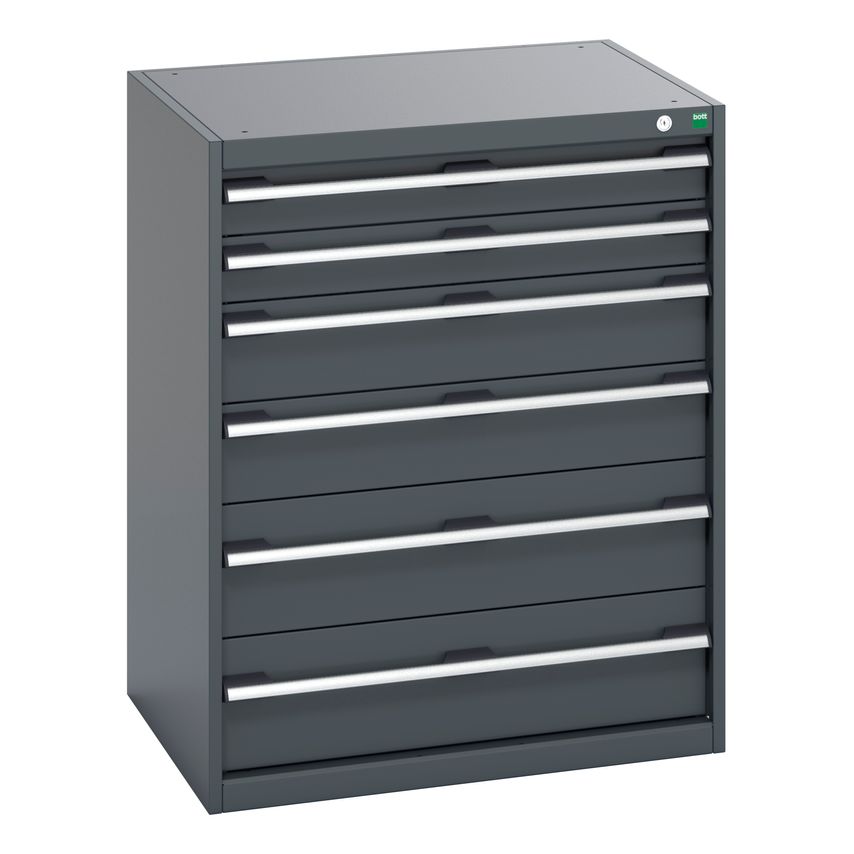 cubio Drawer Cabinet With 6 Drawers (200kg) WxDxH 800x650x1000mm. Ral 7016/7016