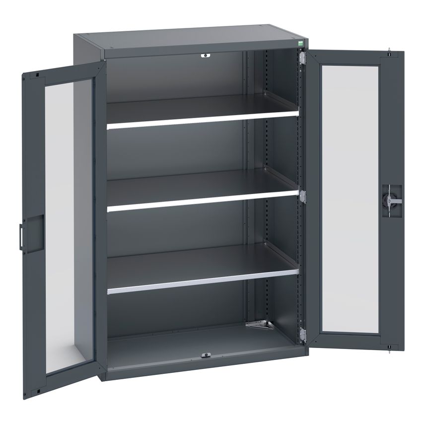 cubio Cupboard With Window Doors & 3 Shelves. WxDxH 1050x650x1600mm. Ral 7016/70