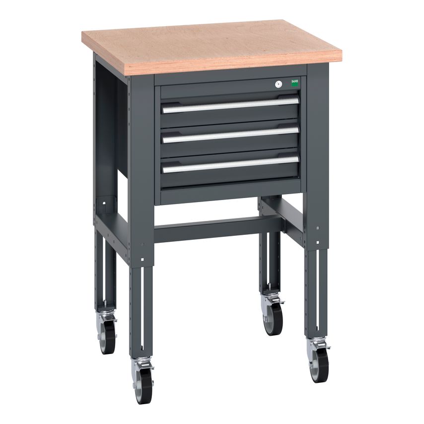 cubio Mobile Bench Adj Height (Mpx) With 3 Drawer Cabinet. WxDxH 750x750x840-114