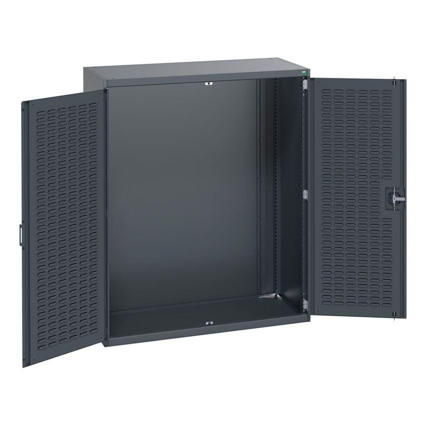 cubio Cupboard With Louvre Doors. WxDxH 1300x650x1600mm. Ral 7016/7016