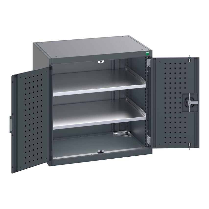 cubio Cupboard With Perfo Doors & 2 Shelves. WxDxH 800x650x800mm. Ral 7016/7016