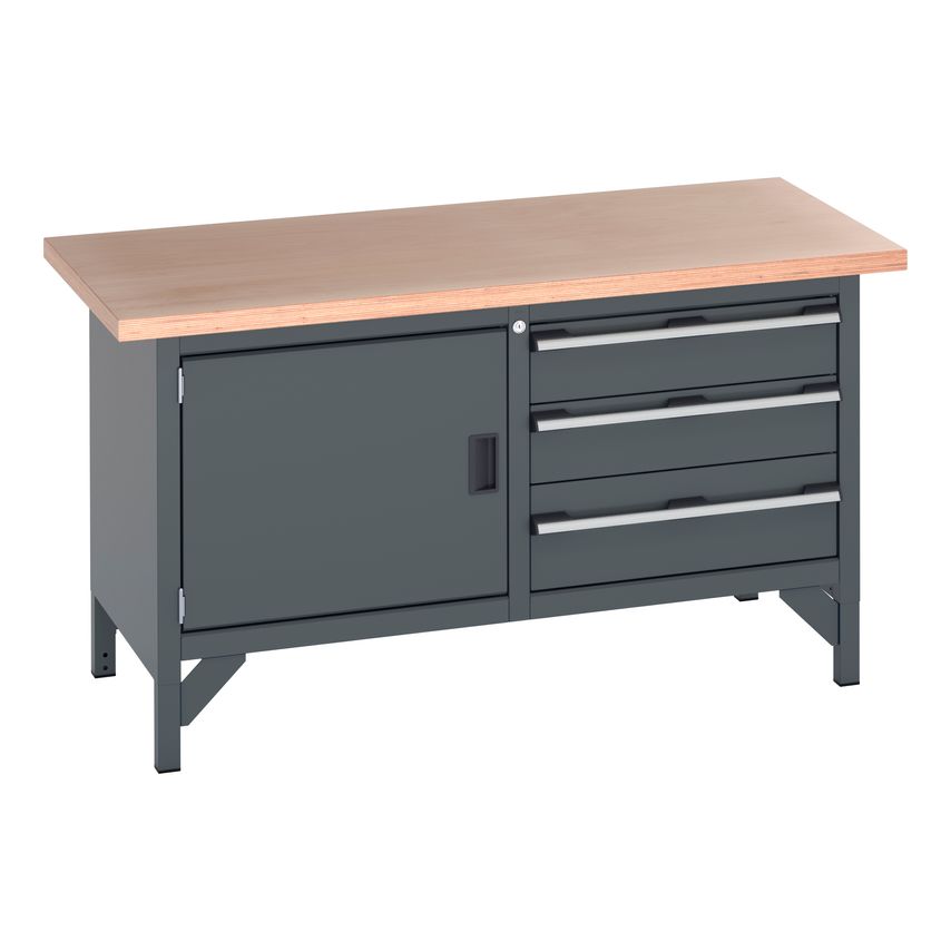 cubio Storage Bench (Mpx) Full cupboard/3 Drawer. WxDxH 1500x750x840mm. Ral 7016