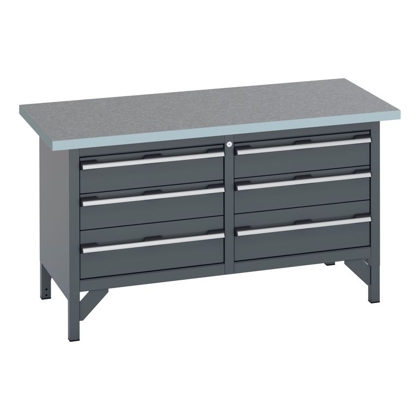 cubio Storage Bench (Lino) 3 drawers/3 Drawer. WxDxH 1500x750x840mm. Ral 7016/70