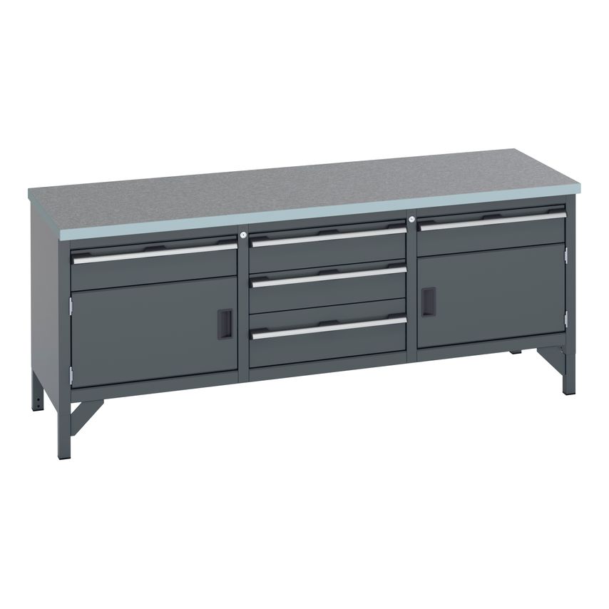 cubio Storage Bench (Lino) 1 drwr-door/3 Drw cab/1 Drwr-Door. WxDxH 2000x750x840
