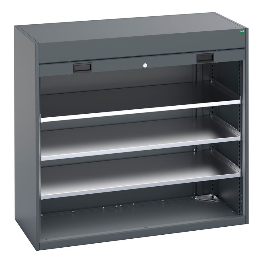 cubio Cupboard With Roller Shutter Door, 3x Shelves. WxDxH 1300x650x1200mm. Ral